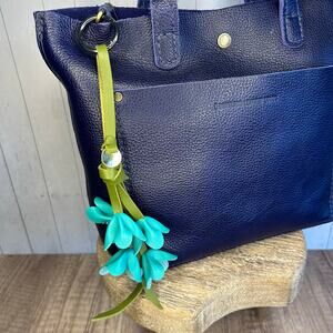 Flower Bag Charm Blue Flower Fuchsia Lobelia Flowers NEW Spring Purse Accessory